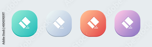 Eraser solid icon in flat design style. Wipe out signs vector illustration.