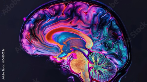 A colorful image of a human brain