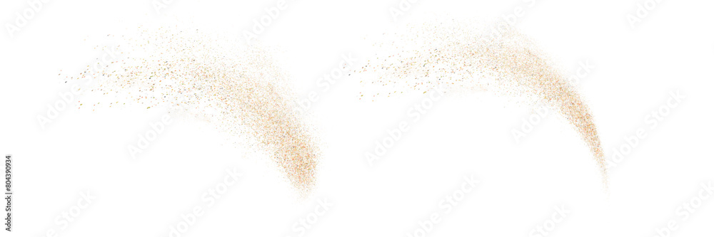Gold spray with glitter on white background PNG. Golden magic star dust. A bright explosion of glitter. Sparkling fireworks. Vector illustration	