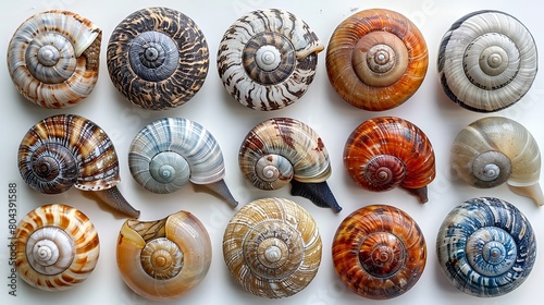 Snails and shells capture the spiral patterns and textures of snail shells, highlighting their glossy surfaces and intricate details AI generated photo
