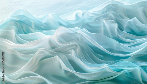 A serene blend of azure and creamy white waves, flowing together in a peaceful dance that suggests the gentle lapping of ocean waves.