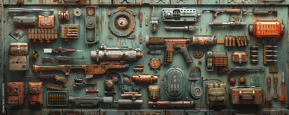 A detailed of a city walls weapon storage room filled with historic armaments A detailed of a city walls weapon storage room filled with historic armaments