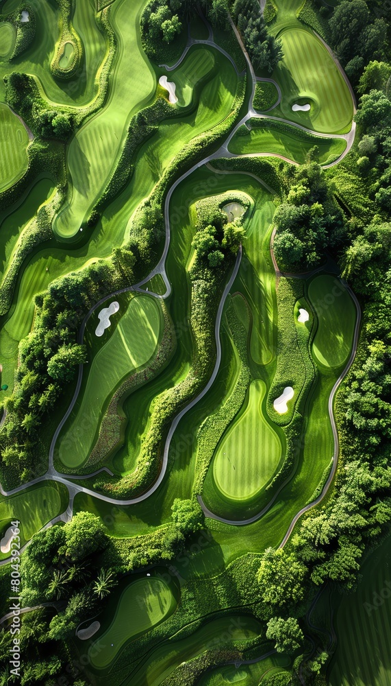 A golf course where ground sensors and drones analyze soil conditions and help perfect players swings A golf course where ground sensors and drones analyze soil conditions and help perfect players swings