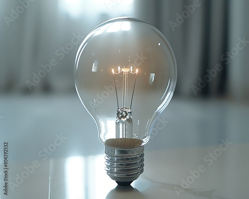 A minimalist design of a light bulb with touchsensitive surface that lights up password patterns photo