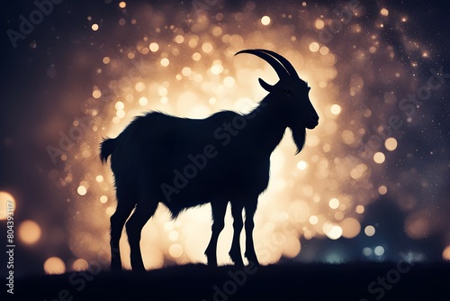 Goat silhouette against mosque. Eid Al Adha Mubarak the celebration of Muslim © rizkan