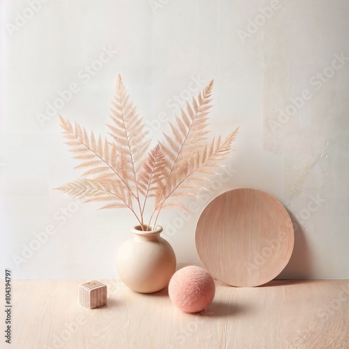  modern decorative elements with the pantone color of the year PANTONE 13-1023 Peach Fuzz  photo