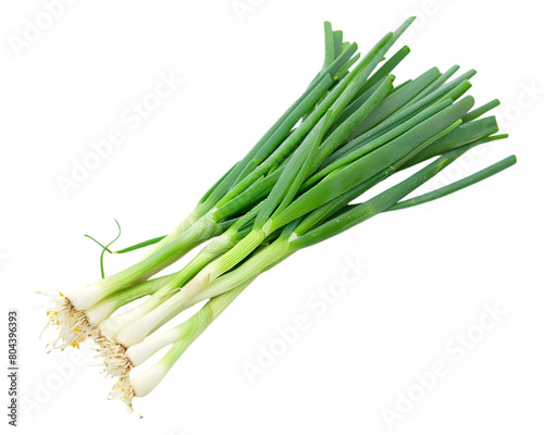 Bunch of green onions on transparent background