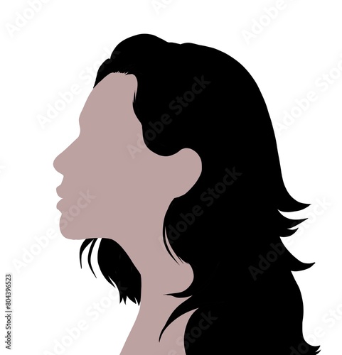 silhouette in profile of a girl with dark hair