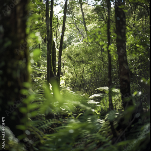 Serene Forest Pathway in Sunlight