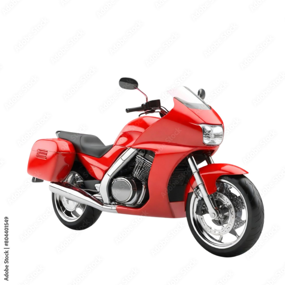 3d red motorcycle on Isolated transparent background png. generated with AI