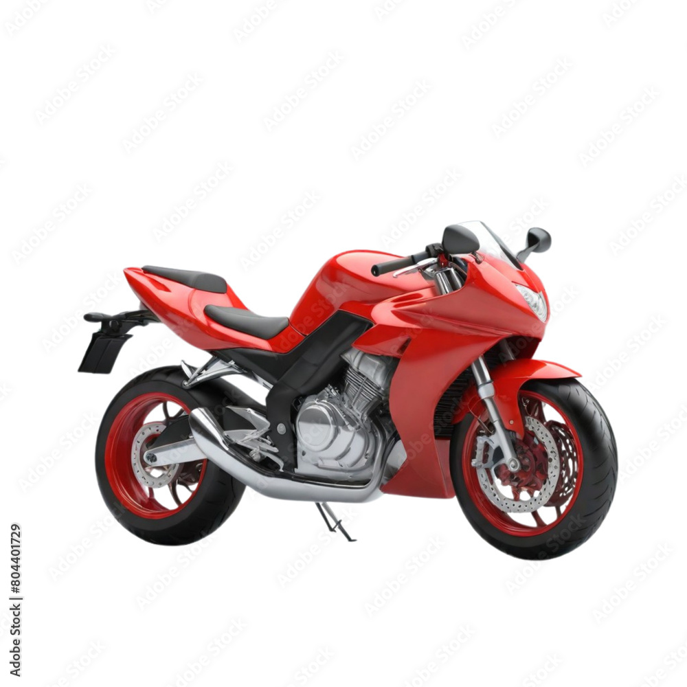 3d red motorcycle on Isolated transparent background png. generated with AI