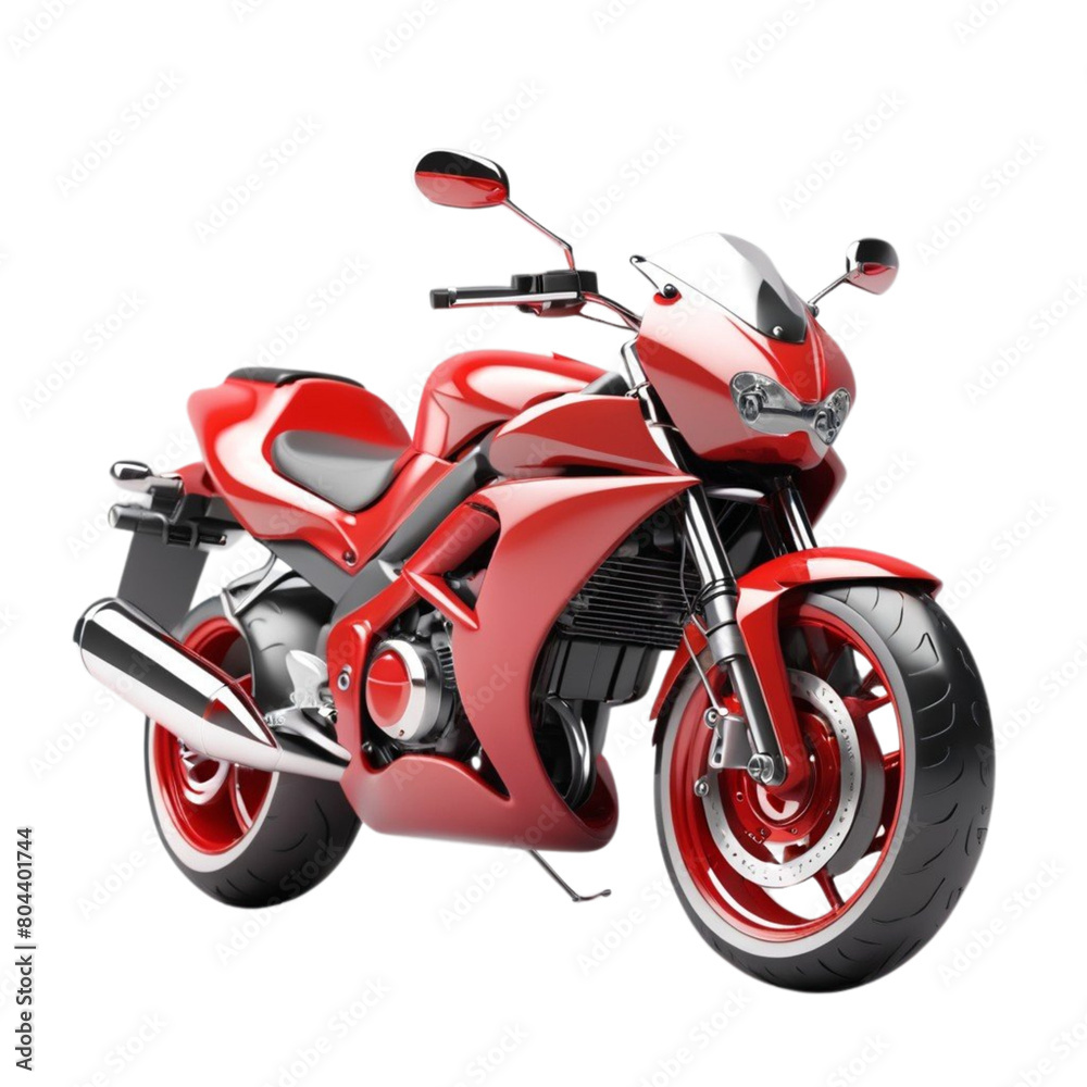 3d red motorcycle on Isolated transparent background png. generated with AI