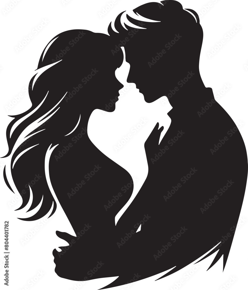 Romantic Couple Silhouette Vector Illustration