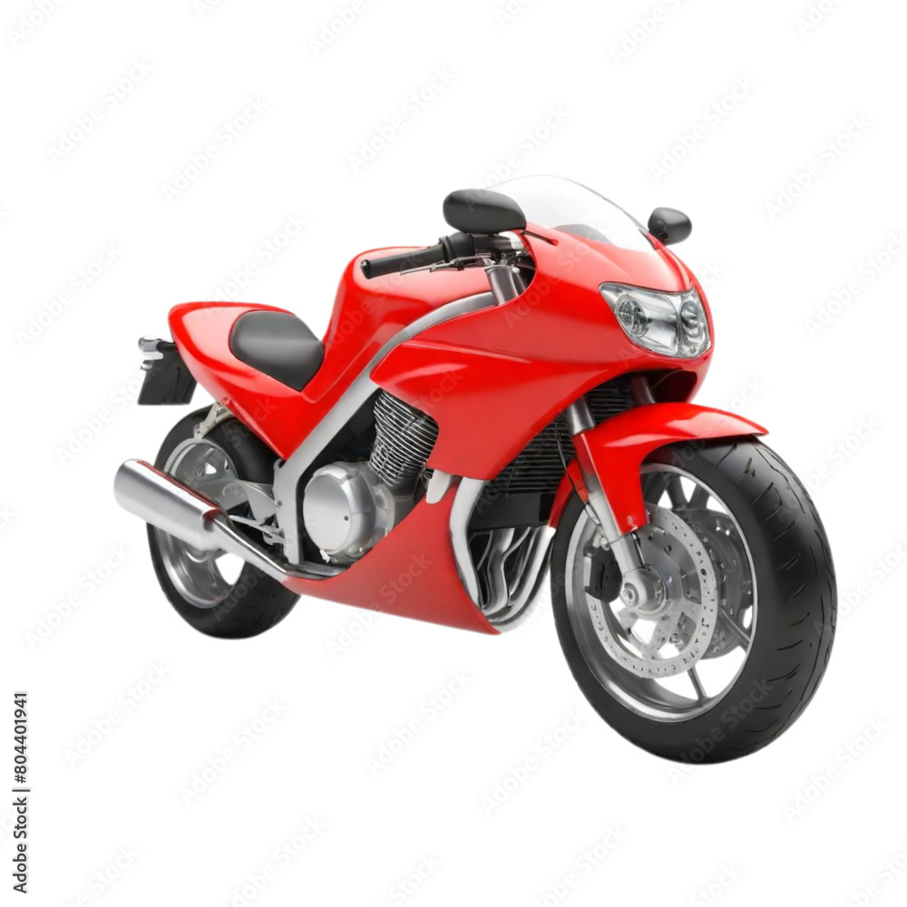 3d red motorcycle on Isolated transparent background png. generated with AI 3d red motorcycle on Isolated transparent background png. generated with AI