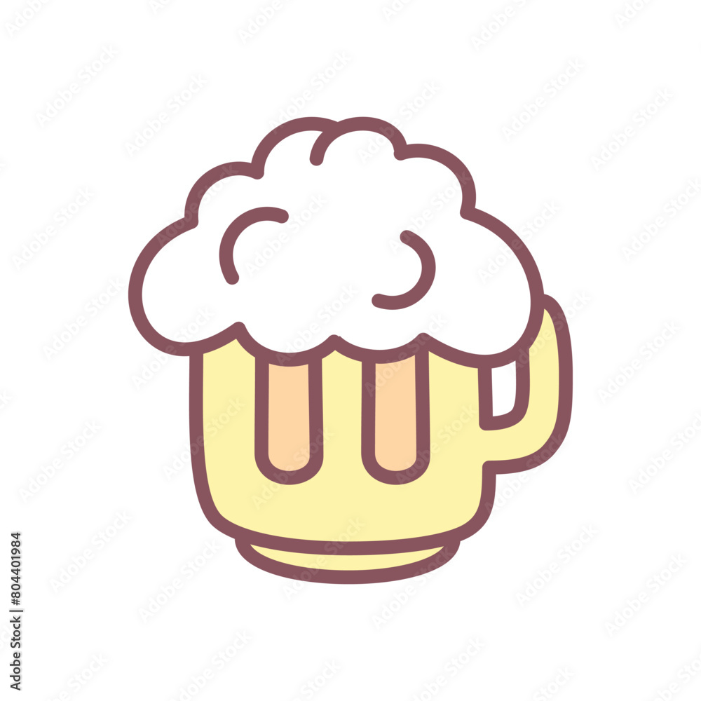 Cute beer icon. Hand drawn illustration of a pint of foam beer isolated on a white background. Vector 10 EPS. Cute beer icon. Hand drawn illustration of a pint of foam beer isolated on a white background. Vector 10 EPS.