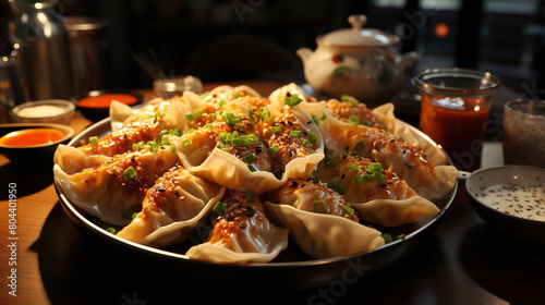 A Plate of Delicious Dumplings With Background Blur