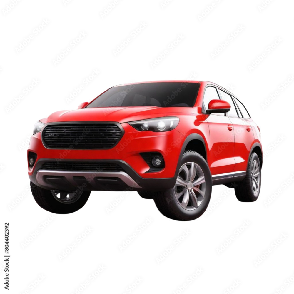 a 3d red car on Isolated transparent background png. generated with AI