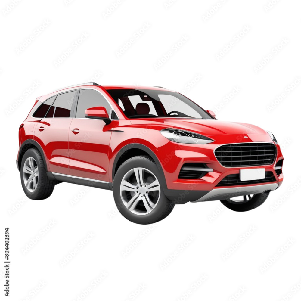 a 3d red car on Isolated transparent background png. generated with AI