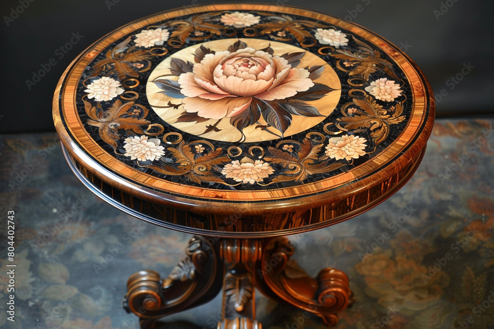 Antique round marquetry table