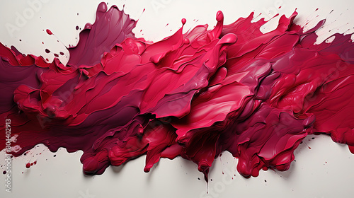 Knolling Strokes of Glitzy Maroon or Red Color Liquid Paint On The White Background photo