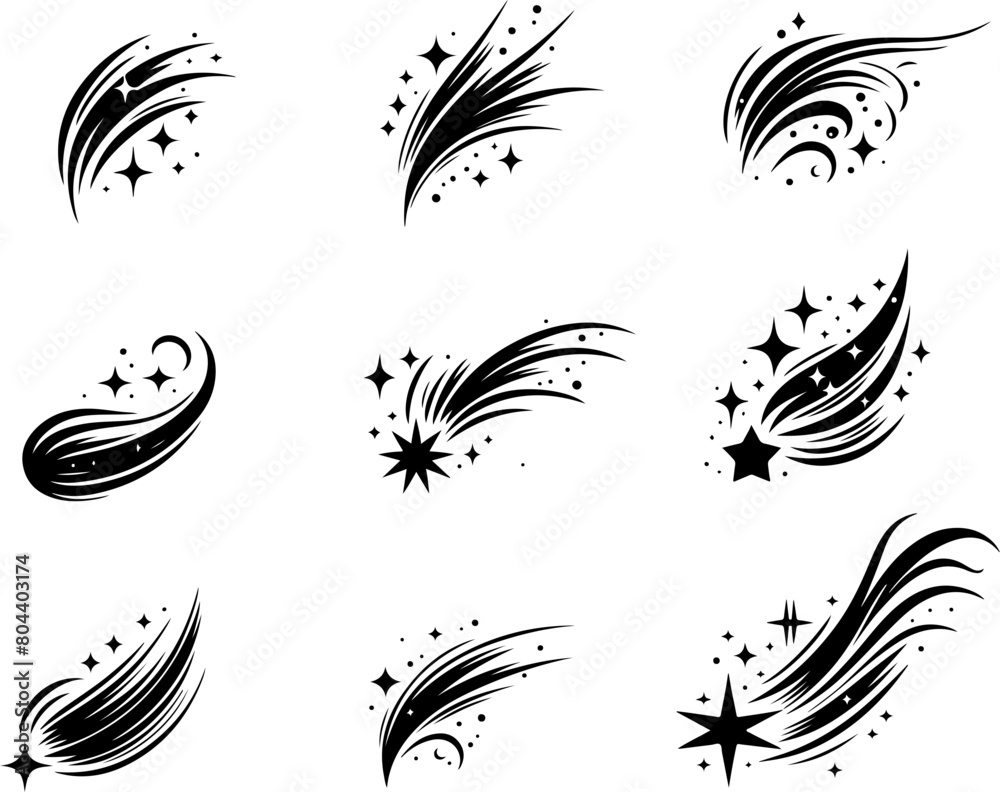 Set d'étoiles filantes pour conceptions à ajuster 