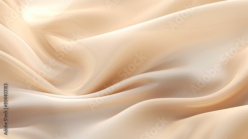 Silk Fabric Background, Delicate Light Soft Beige Wavy Fabrics Flowing - Generative AI