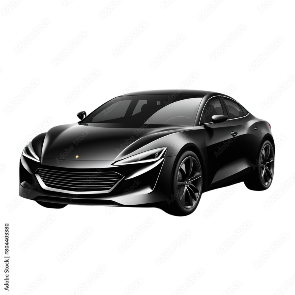 a 3d black car on Isolated transparent background png. generated with AI