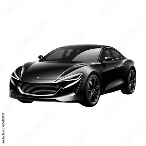 a 3d black car on Isolated transparent background png. generated with AI