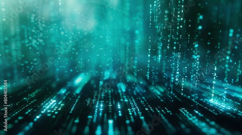 Technology computer cyberspace internet digital data network programming communication coding concept - Abstract green blue digital binary code matrix texture background