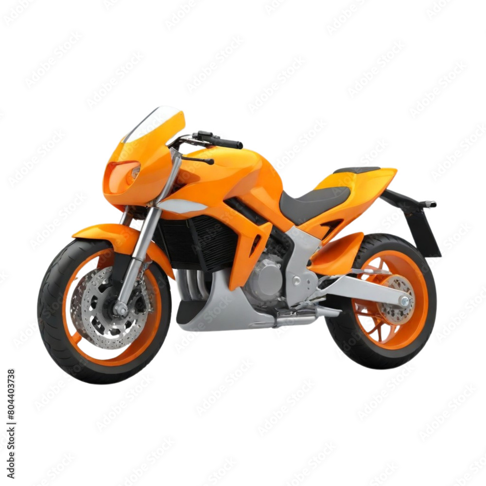 3d yellow motorcycle on Isolated transparent background png. generated with AI 3d yellow motorcycle on Isolated transparent background png. generated with AI