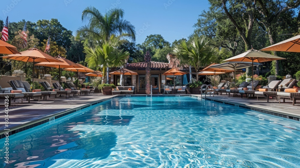 Fototapeta premium Poolside paradise. showcasing refreshing moments, parties, and relaxation by the pool