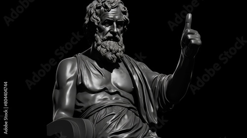 Ancient Greek Philosopher Thumbs Up Statue Sculpture - Generative AI © Stock Photos Bank 