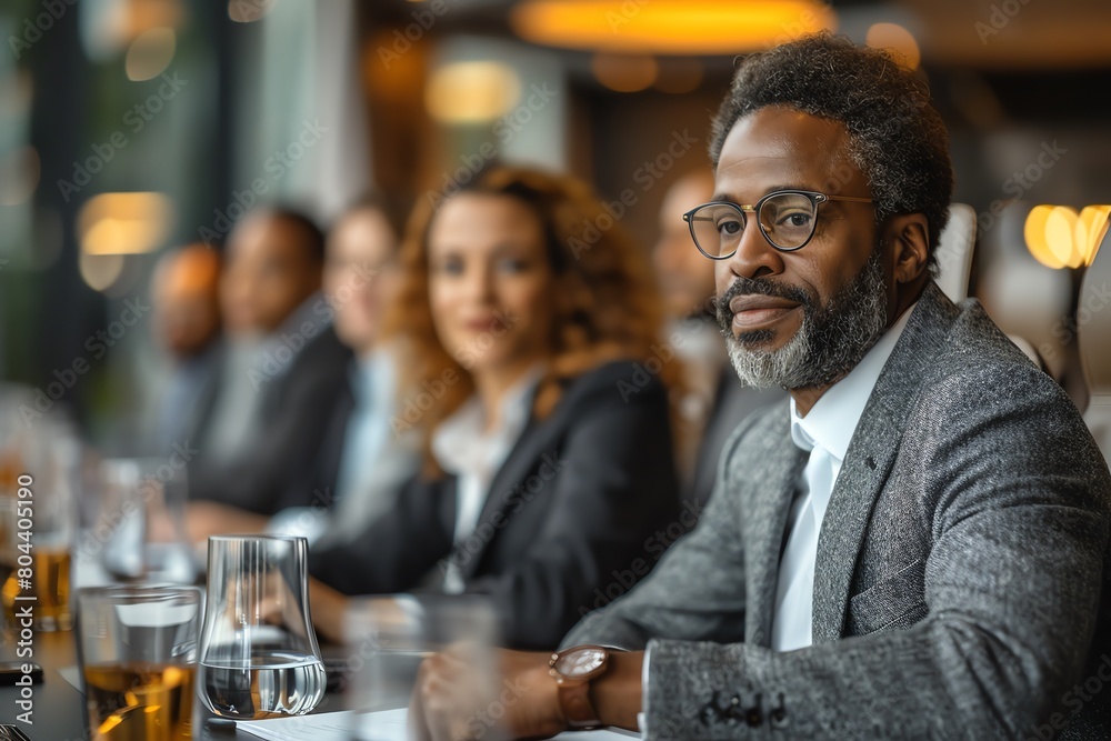 A roundtable discussion featuring a diverse group of business leaders in an elegant boardroom, natural daylight, A roundtable discussion featuring a diverse group of business leaders in an elegant boardroom, natural daylight,