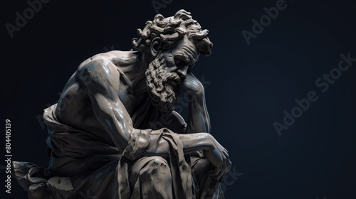 Ancient Statue Sculpture Philosopher Thinking Isolated - Generative AI © Stock Photos Bank 