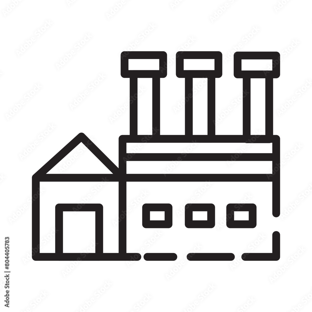 Building Factory Work Line Icon Building Factory Work Line Icon