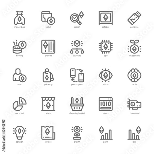 Blockchain icon pack for your website, mobile, presentation, and logo design. Blockchain icon outline design. Vector graphics illustration and editable stroke.