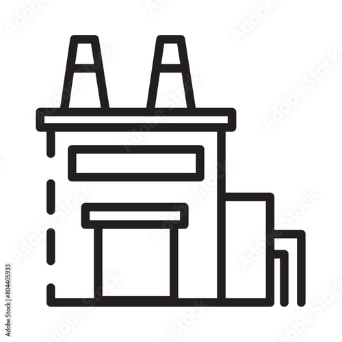 Building Factory Work Line Icon