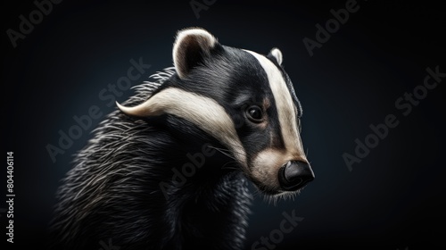 Badger Head Portrait Isolated - Generative AI photo