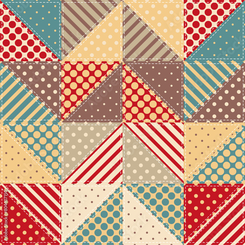 patchwork background with different patterns print for textile, paper, objects, seamless artistic decor handmade illustration vector 	