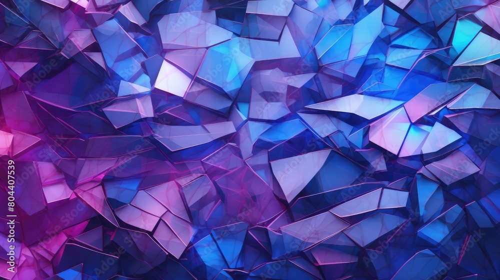 Blue And Purple Glass Shards Mosaic Wallpaper Background - Generative AI