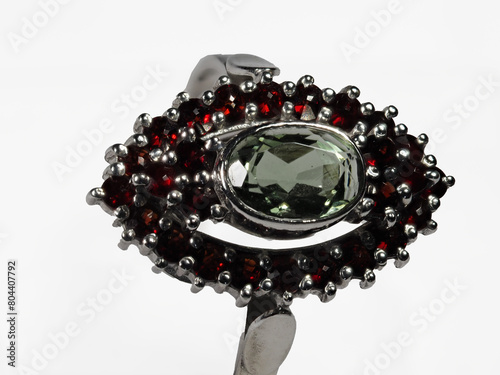 ring with Czech semi-precious Vltavin stone