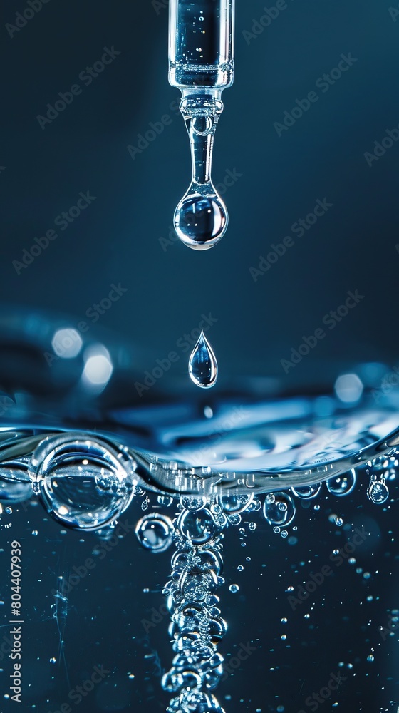 Close-up of a drop of water falling into a body of water.