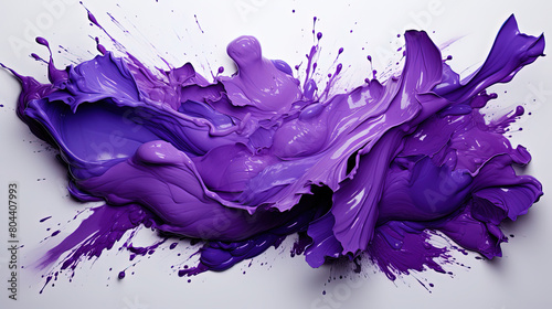 Knolling Strokes of Purple and Violet Color Liquid Paint On The White Background