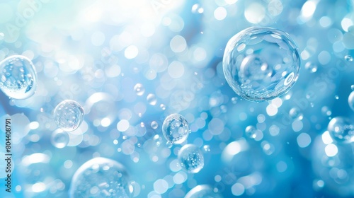 Flowing water bubbles Water molecule bubbles  light blue gradient minimalism