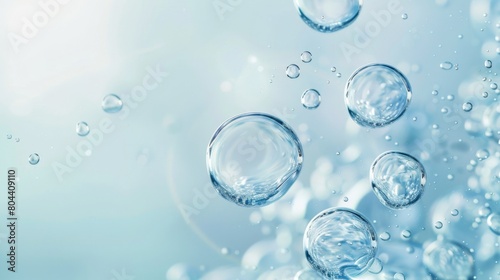 Flowing water bubbles,Water molecule,bubbles, light blue gradient,minimalism photo