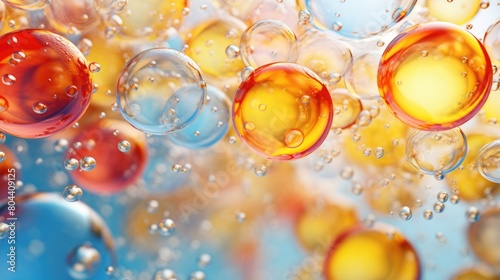 Bubbles In Yellow Red And Blue Transparent Texture - Generative AI