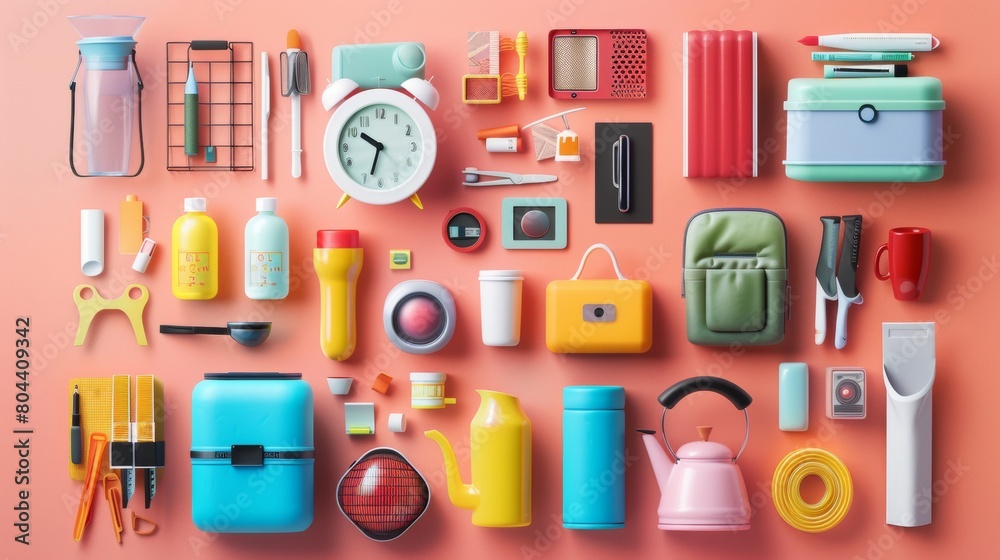 Whimsical illustrations of everyday objects like household items or office supplies for creative branding. Whimsical illustrations of everyday objects like household items or office supplies for creative branding.
