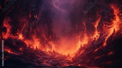Burning Hellfire In The Underworld Hell Background - Generative AI