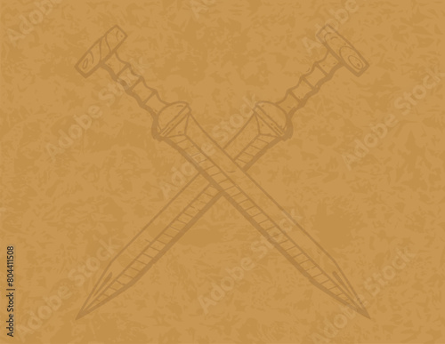 Horizontal Letter 11 x 8.5 Parchment - Crossed Gladiuses