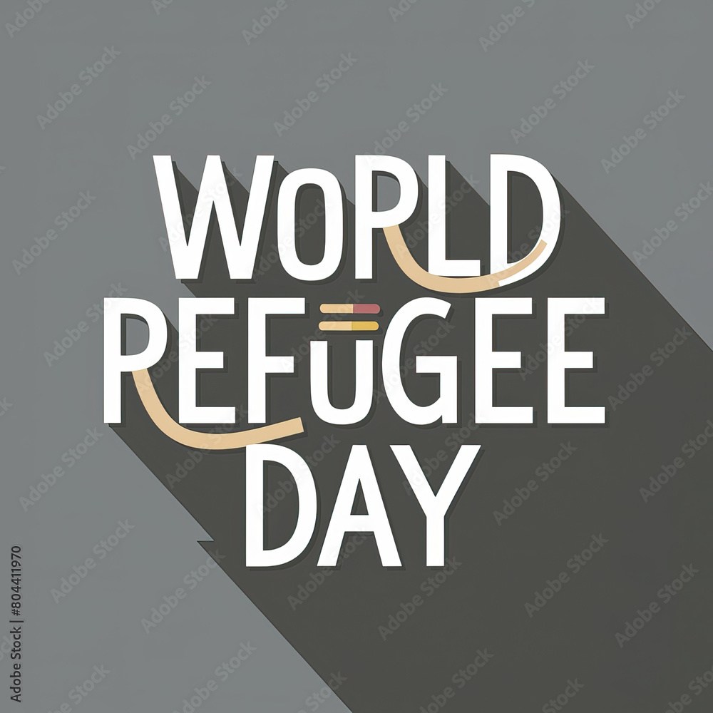 Obraz premium World Refugee day, World Refugee day typography, Refugee day calligraphy, World Refugee Day poster, illustration. post. banner, post, World Refugee Day Banner, World Refugee day calligraphy, 